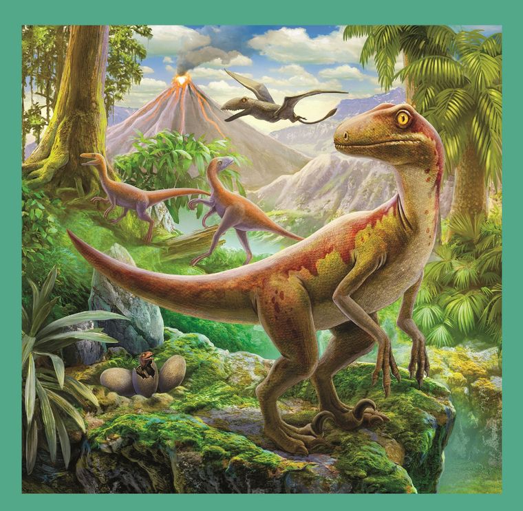 Trefl, Lumea extraordinara a dinozaurului, puzzle 3in1, 106 piese