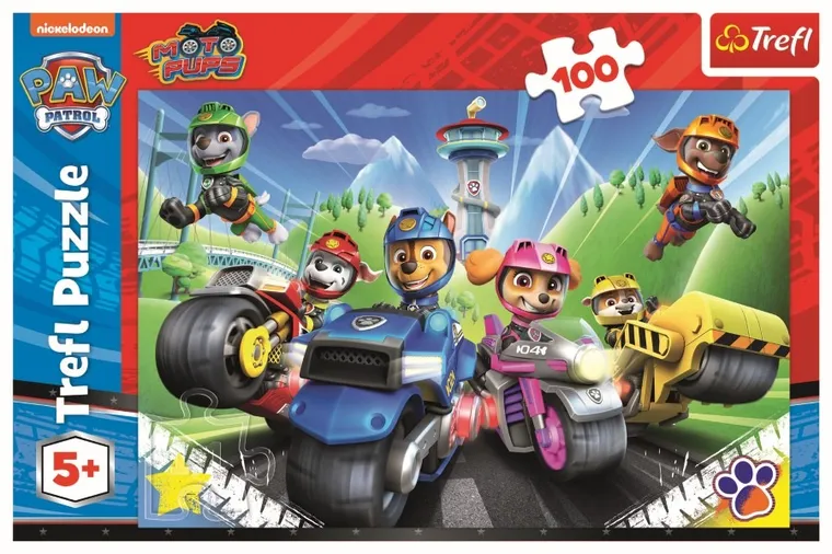 Trefl, Paw Patrol, Paw Patrol pe motociclete, puzzle, 100 piese
