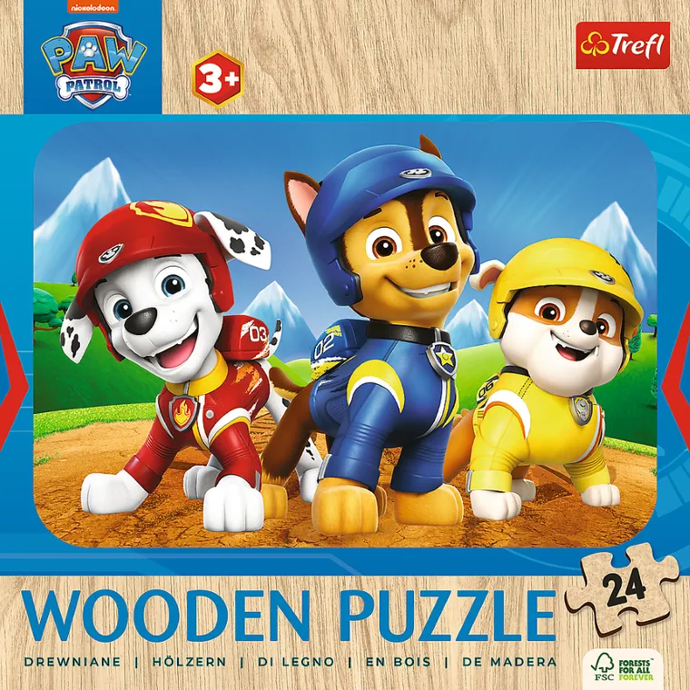 Trefl, Paw Patrol, puzzle din lemn, 24 piese