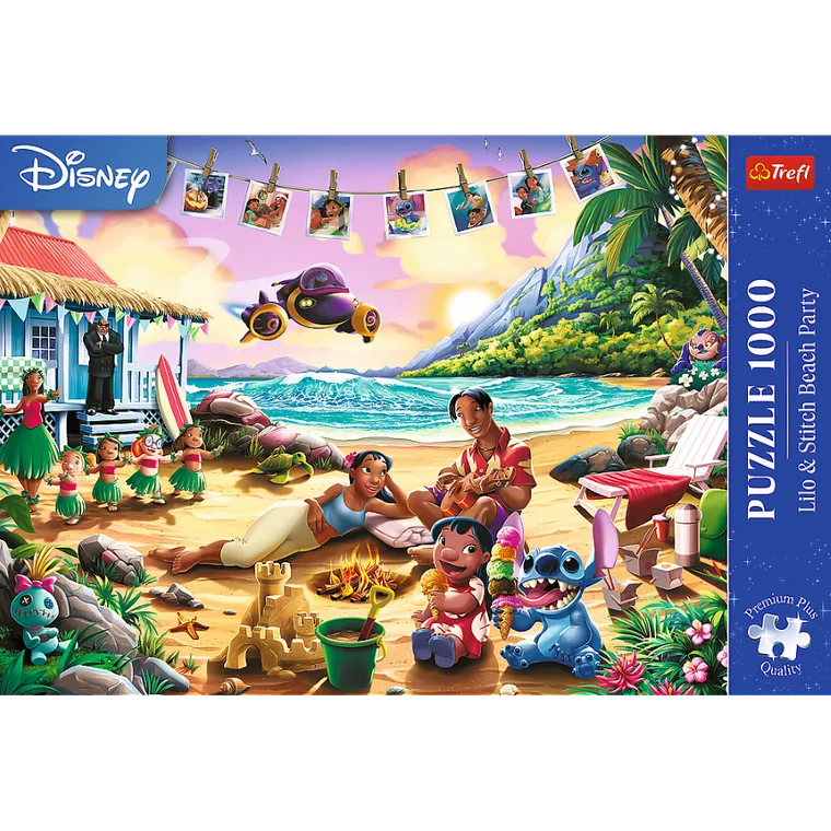 Trefl, Premium Plus, Lilo si Stitch, Beach Party, puzzle, 1000 piese