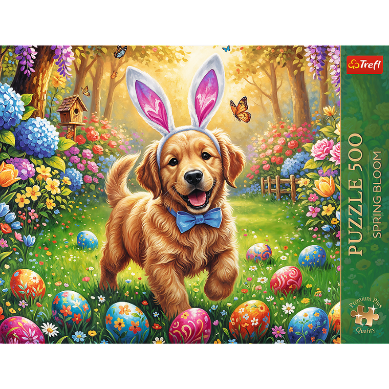 Trefl, Premium Plus, Spring Bloom, Easter Dog, puzzle, 500 piese