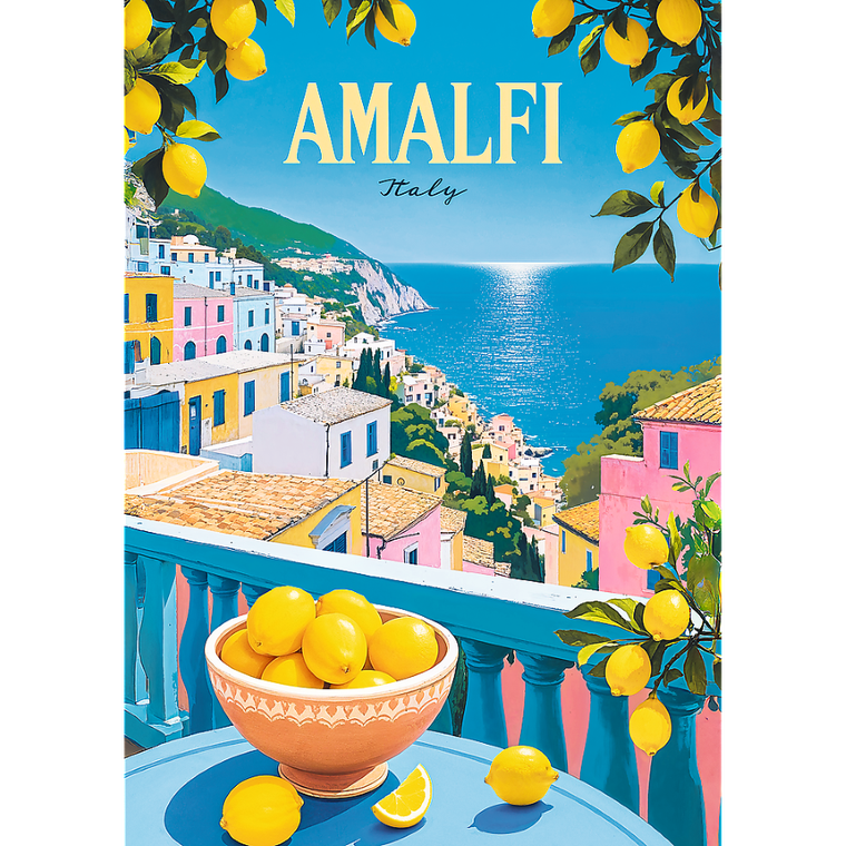 Trefl, Premium Plus, Vintage Poster, Amalfi, Italy, puzzle, 1000 piese