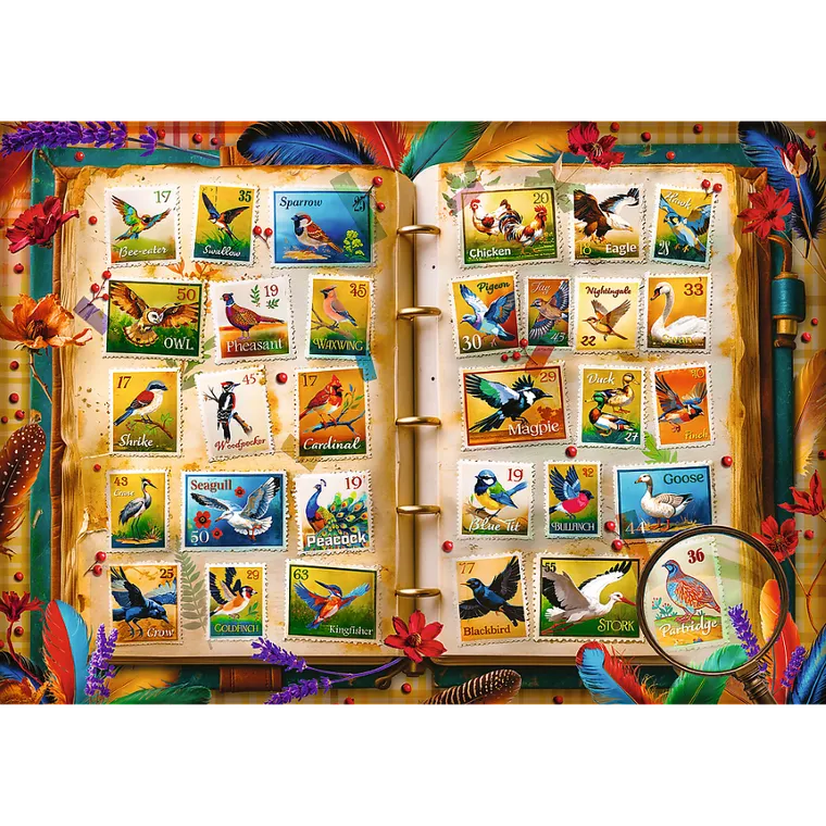 Trefl, Stamps with Birds, puzzle, 1000 piese