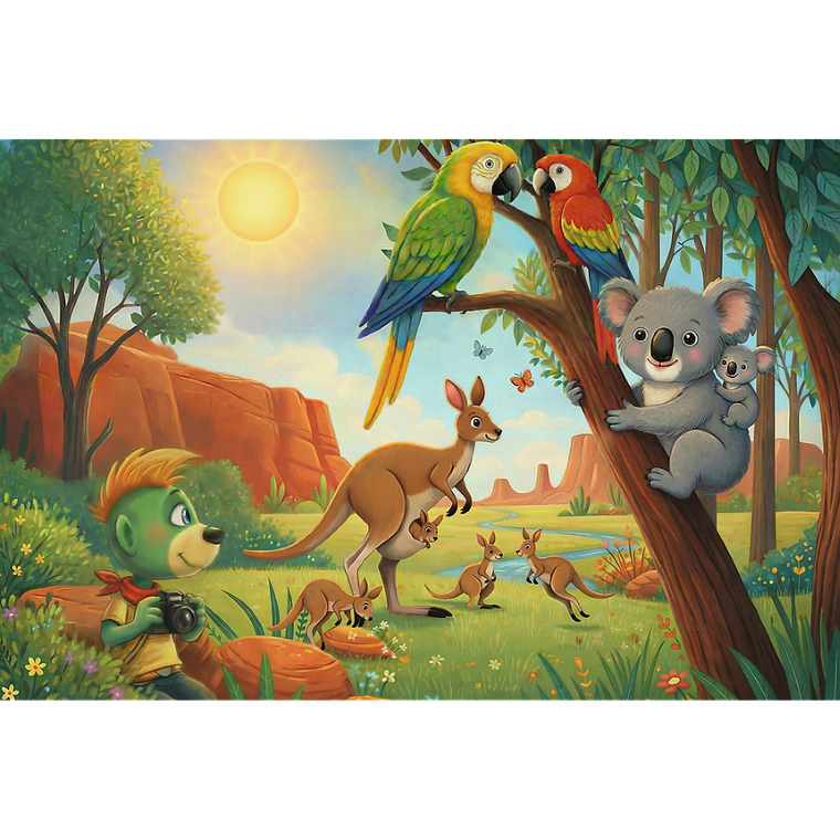 Trefl, Trefliks, Inspired By Nature, Koala si cangurii, puzzle, 100 piese