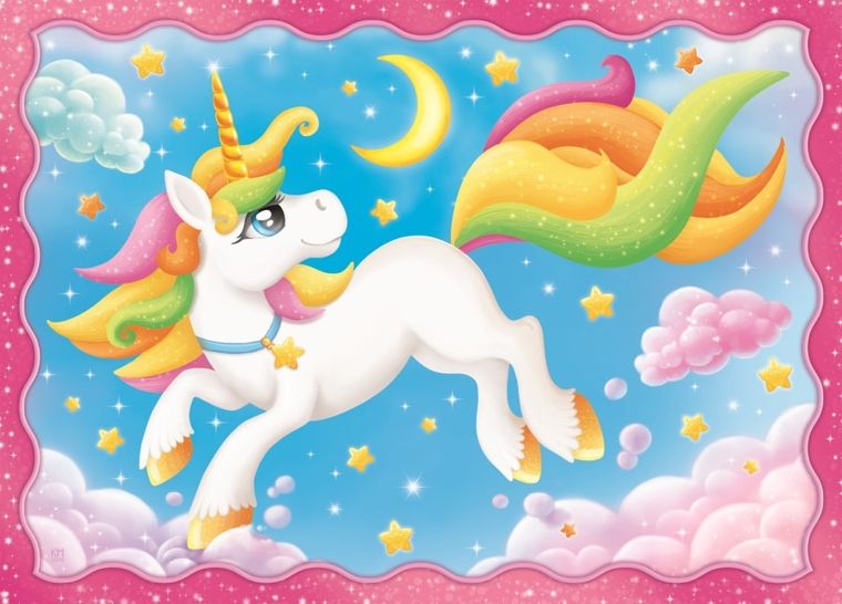 Trefl, Unicorni si magie, puzzle 4in1, 71 piese