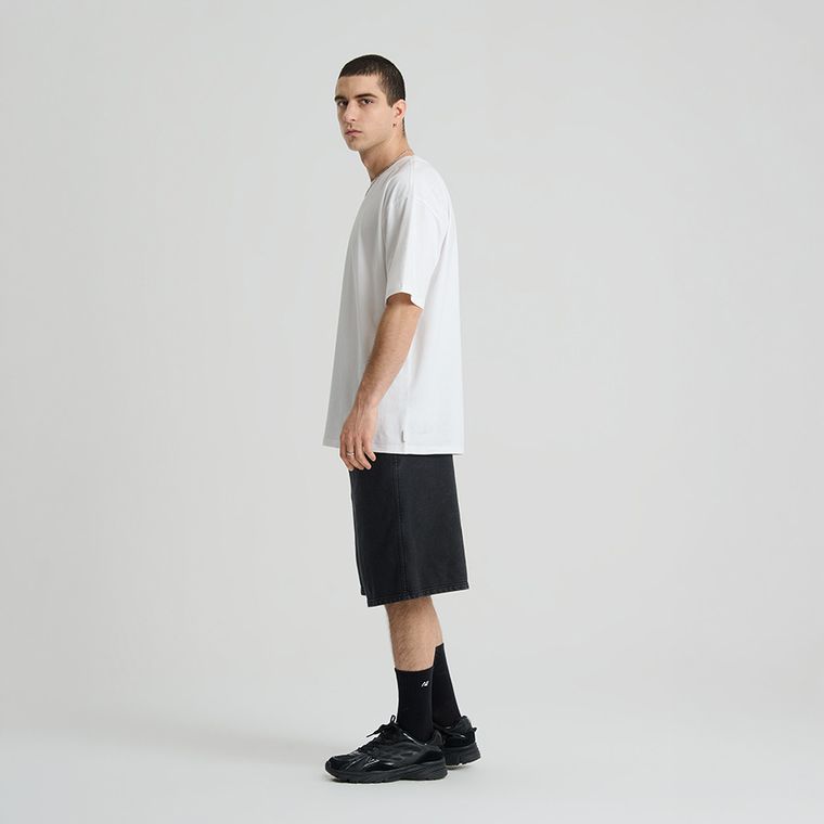 Tricou basic alb cu croiala relaxed NOWEAR