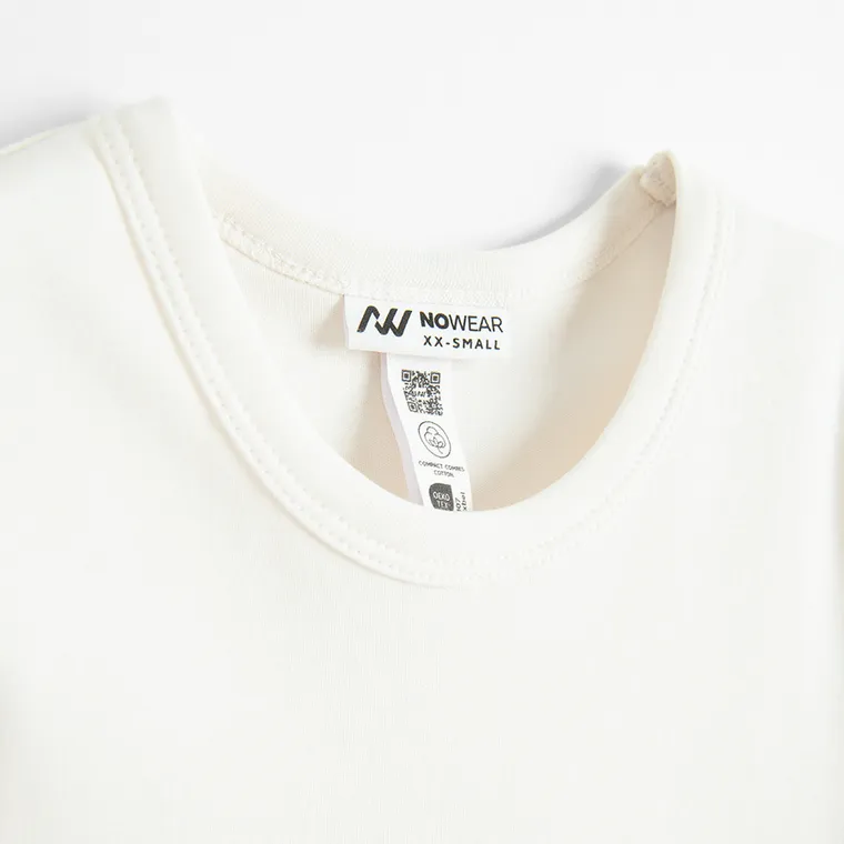 Tricou basic alb din bumbac pieptanat NOWEAR