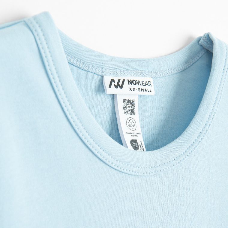 Tricou basic albastru din bumbac pieptanat NOWEAR