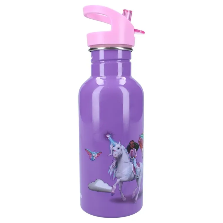 Unicorn Academy, Take a sip, sticla da apa cu pai, violet, 500 ml