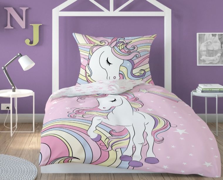 Unicorn, set lenjerie de pat single, 140-200 cm