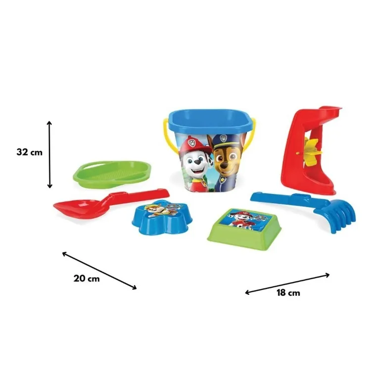 Wader, Paw Patrol, set de nisip, galetusa cu accesorii, 7 elemente