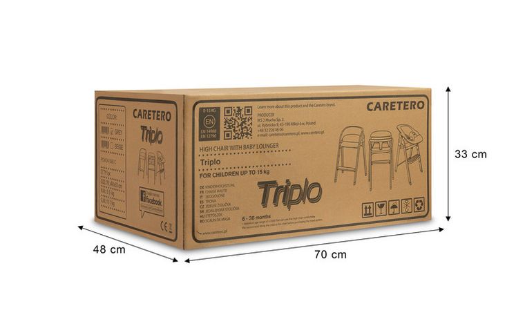 Caretero, Triplo, scaun de masa, 3in1, grey
