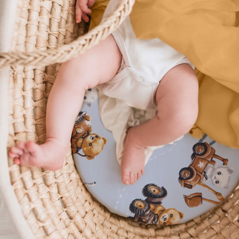 Albero Mio, Little Drivers World, cearceaf cu elastic pentru gondola, 35-80 cm