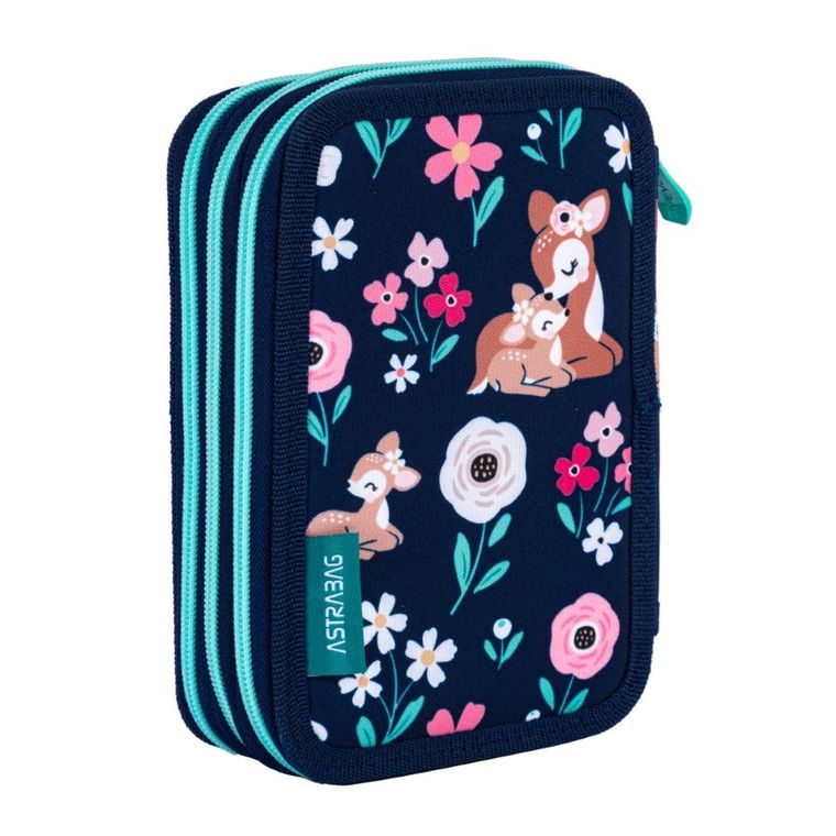 Astrabag, Jumbo, penar cu 3 compartimente, cu rechizite scolare, Baby Deer