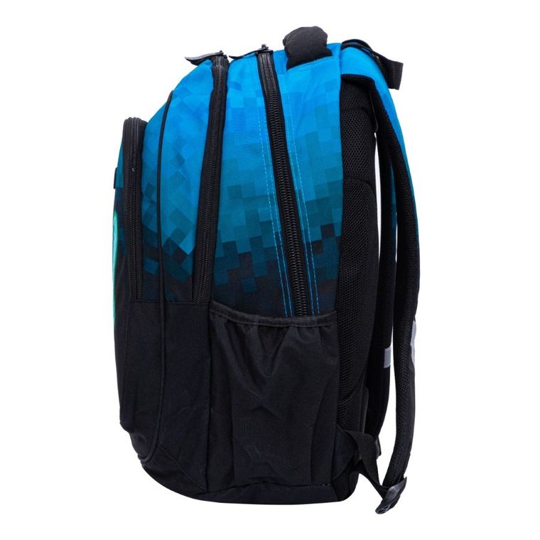 Astrabag, rucsac pentru scoala, cu 3 compartimente, Blue Pixel