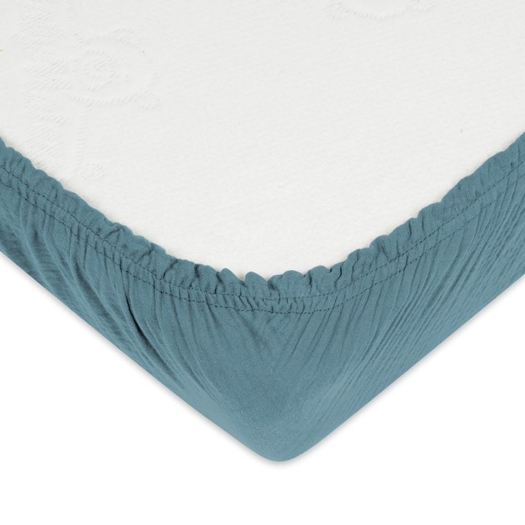 BabyMatex, cearceaf cu elastic muselina, 60-120 cm, turcoaz
