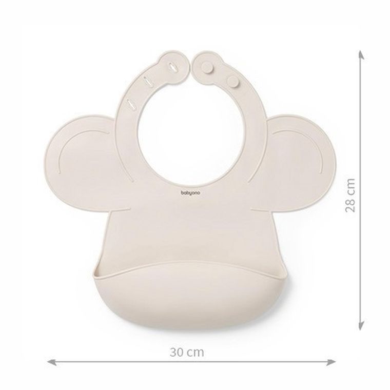 BabyOno, Baveta din silicon cu inchidere reglabila, bej