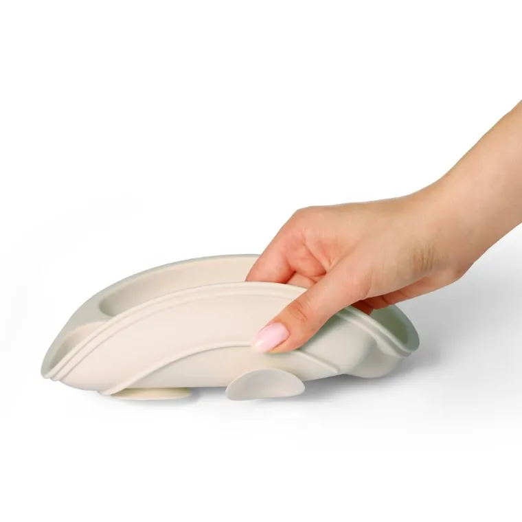 BabyOno, Farfurita din silicon cu ventuza, bej