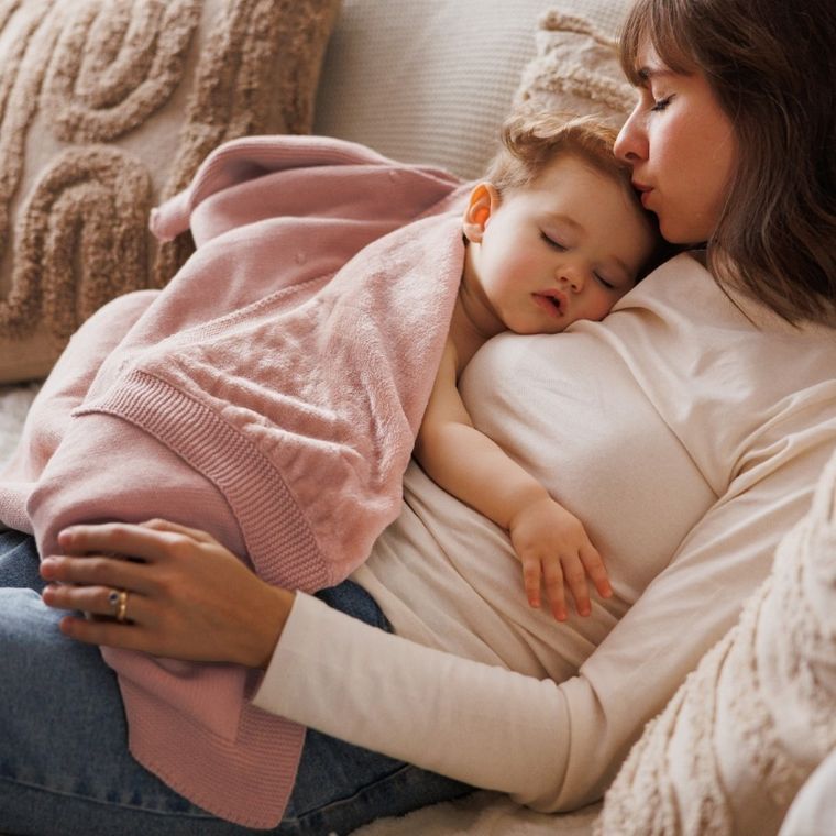 BabyOno, Patura din bumbac cu captuseala din flanela, roz, 75-100 cm