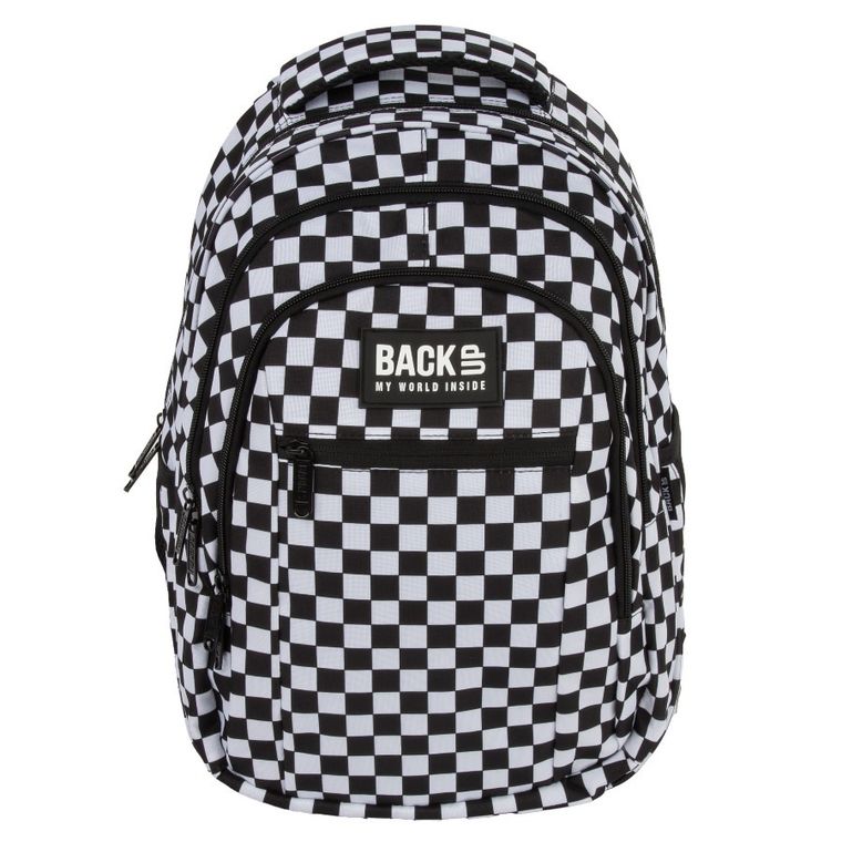 BackUp, rucsac pentru scoala, cu 3 compartimente, Carouri