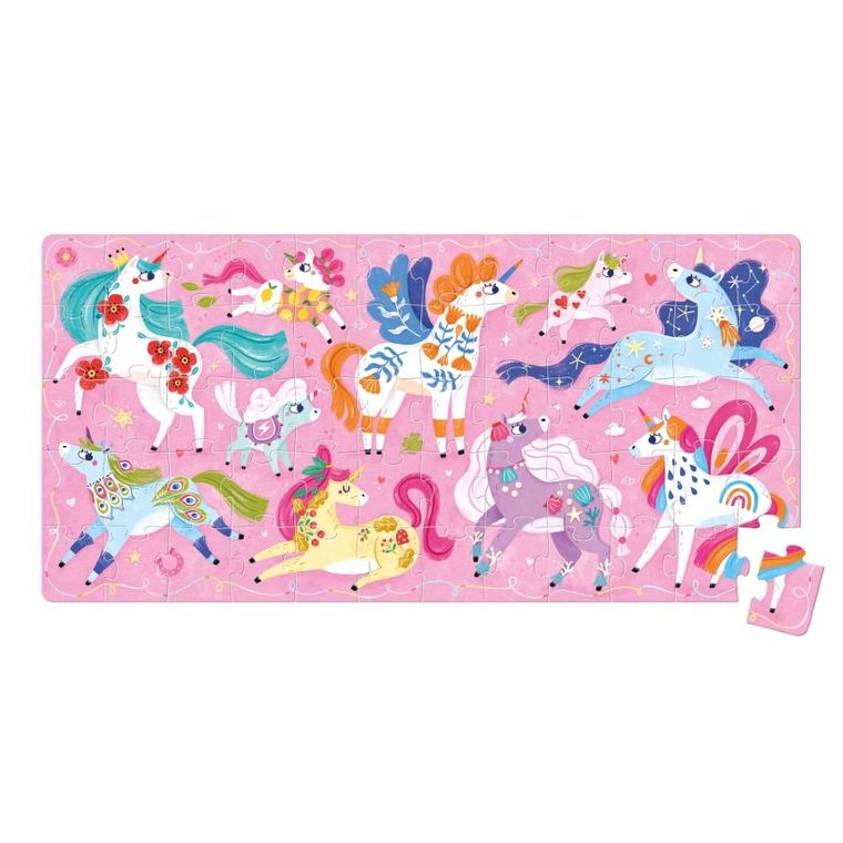 Banana Panda, I Love Puzzle, Unicorni, set de puzzle-uri, pentru varsta de 4+, 60 piese