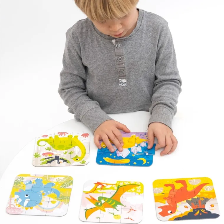 Banana Panda, On-the-Go Puzzle Dinozauri, set de puzzle-uri, pentru varsta de 3+, 45 piese