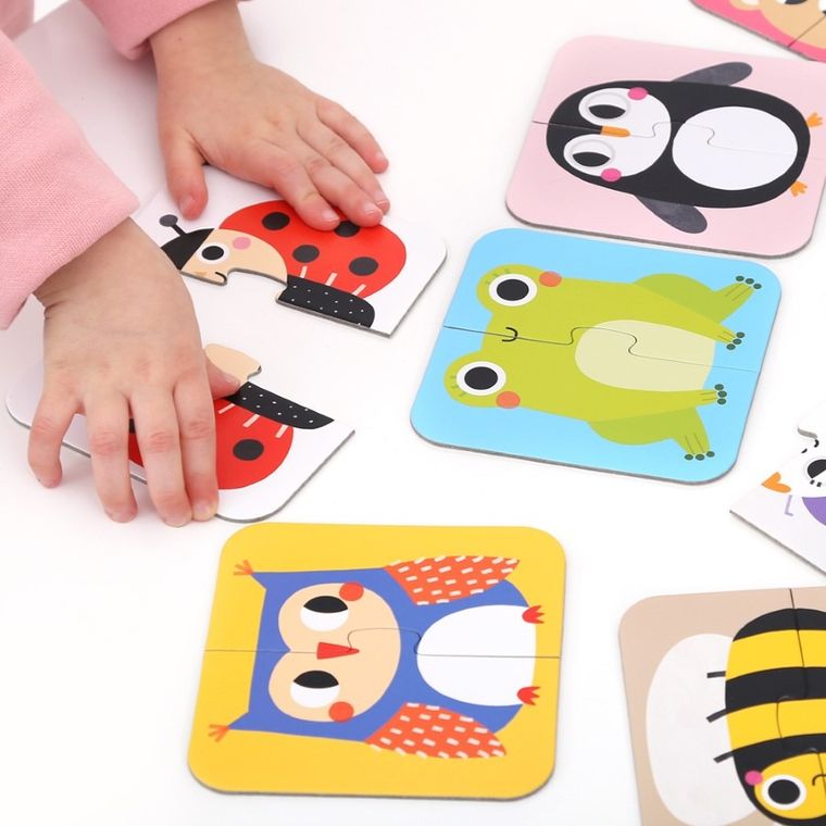 Banana Panda, On-the-Go Puzzle Jumatati de animalute, perechi de puzzle-uri, pentru varsta de 18 luni+, 16 piese