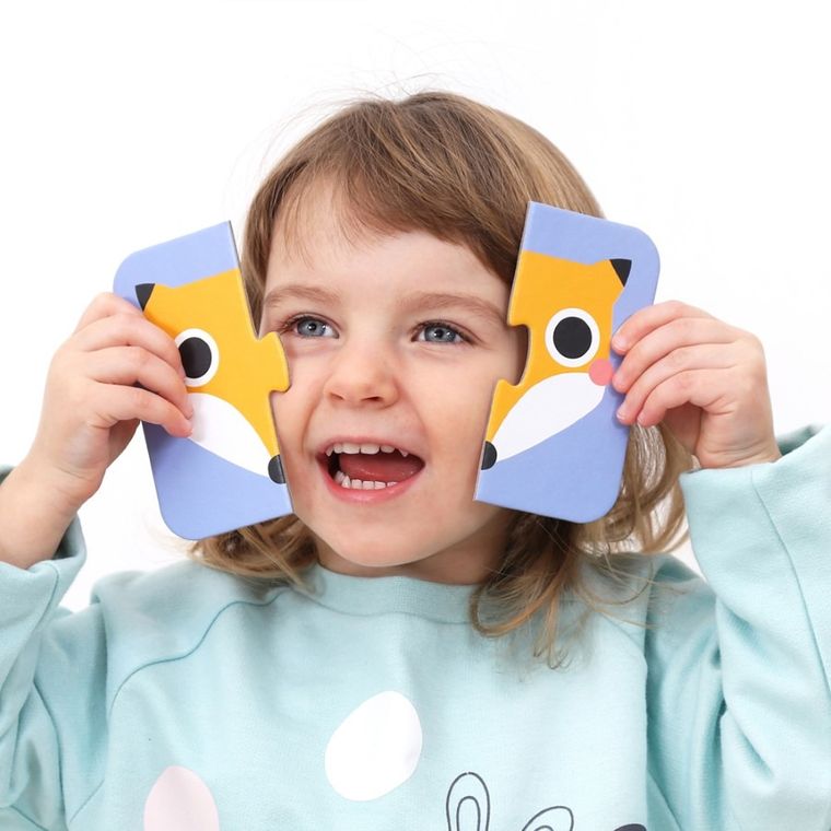 Banana Panda, On-the-Go Puzzle Jumatati de fete, set creativ de puzzle-uri, pentru varsta de 15 luni+, 16 piese