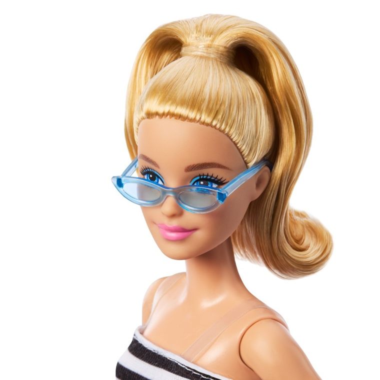 Barbie, Fashionistas, papusa, top negru-alb