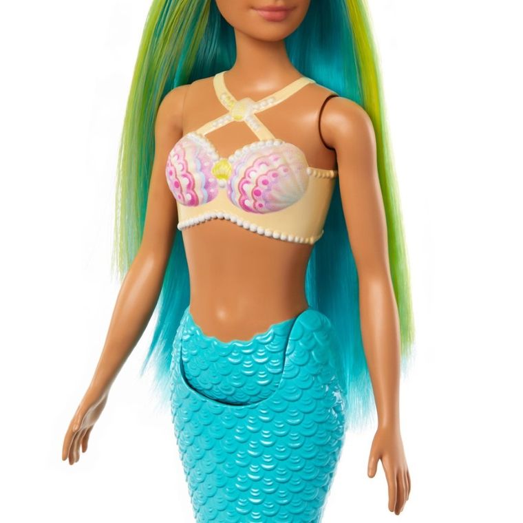 Barbie, papusa sirena, coada turcoaz