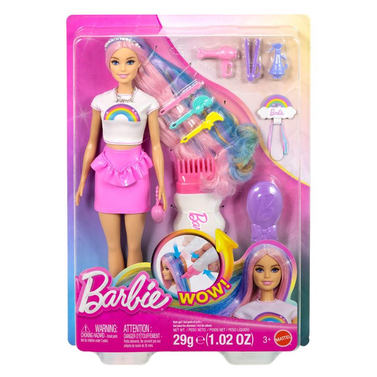 Barbie, Par stralucitor in culorile curcubeului, papusa si accesorii, JJP07