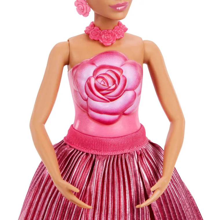 Barbie, Petal Pop, papusa surpriza, floare rosie