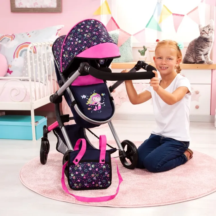 Bayer Design, Combi Neo Vario, carucior multifunctional pentru papusi, bleumarin-roz