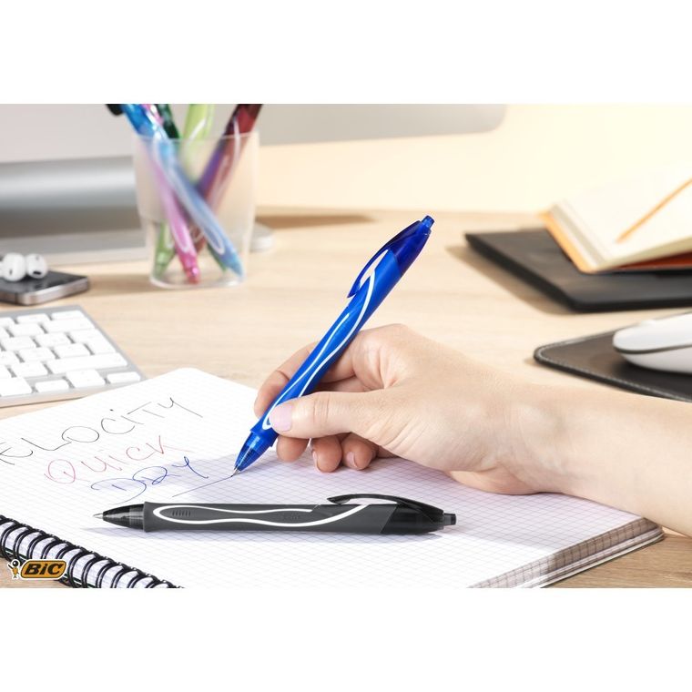 Bic, Gel-ocity Quick Dry, pix cu gel, 3 culori