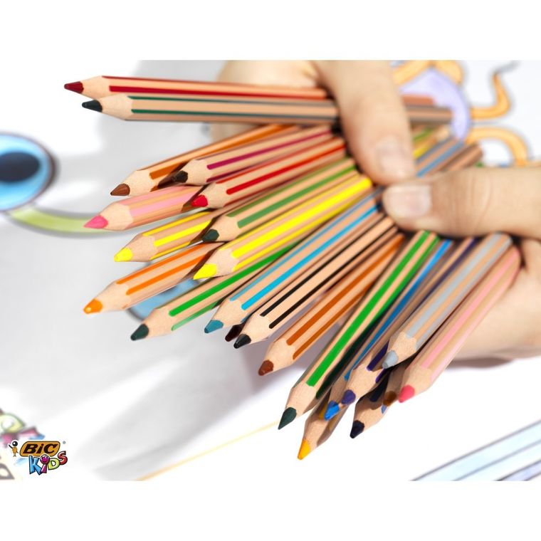 Bic, Kids, Evolution Stripes, creioane colorate, 18 culori