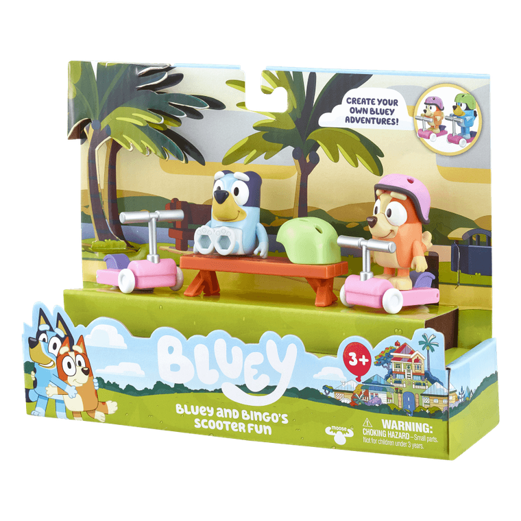 Bluey, Mersul pe trotineta, set cu figurine si accesorii