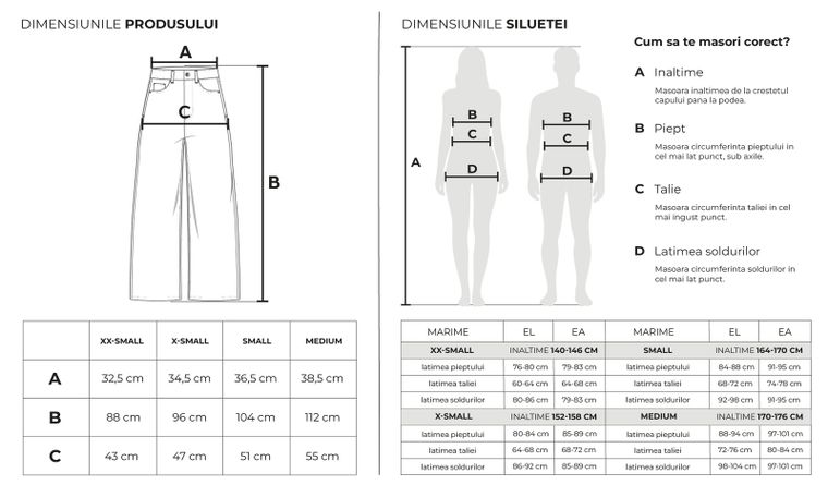 Blugi ajustabili cenusii-negri cu croiala super baggy unisex NOWEAR