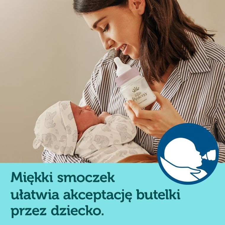 Canpol babies, EasyStart, Royal Baby, biberon cu gatul larg, albastru, 240 ml