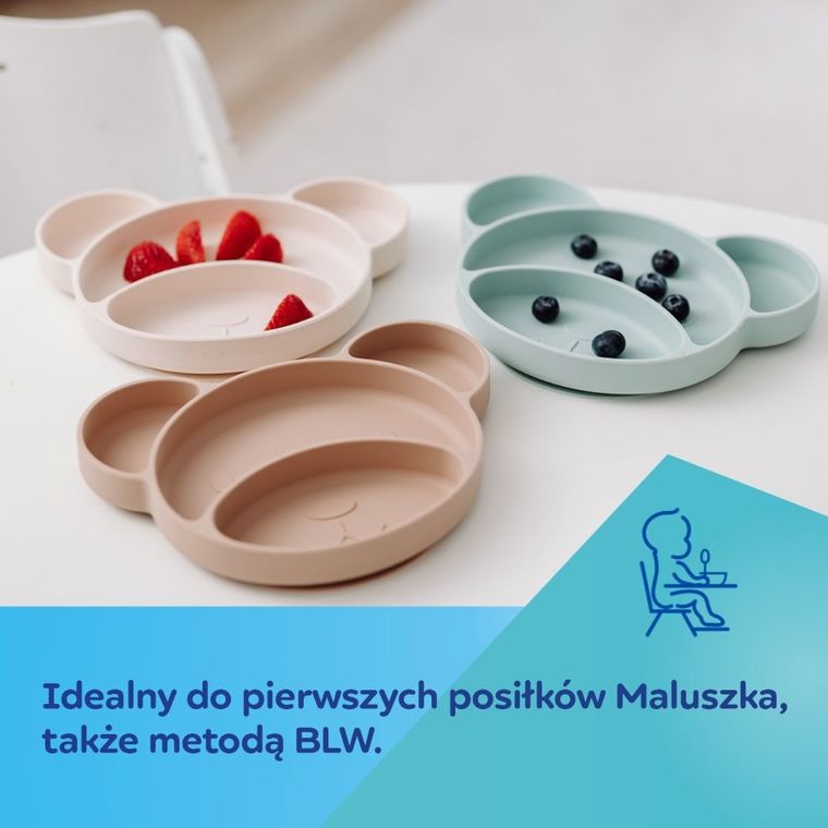 Canpol babies, Ursulet, farfurie din silicon cu ventuza, bej
