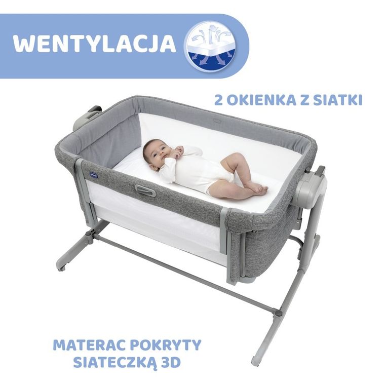 Chicco, Co-Sleeping Next2me, Magic Evo, patut atasabil, Dark Grey