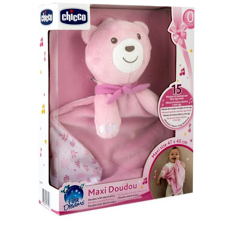 Chicco, First Dreams, jucarie de plus cu muzica, Maxi Doudou, roz