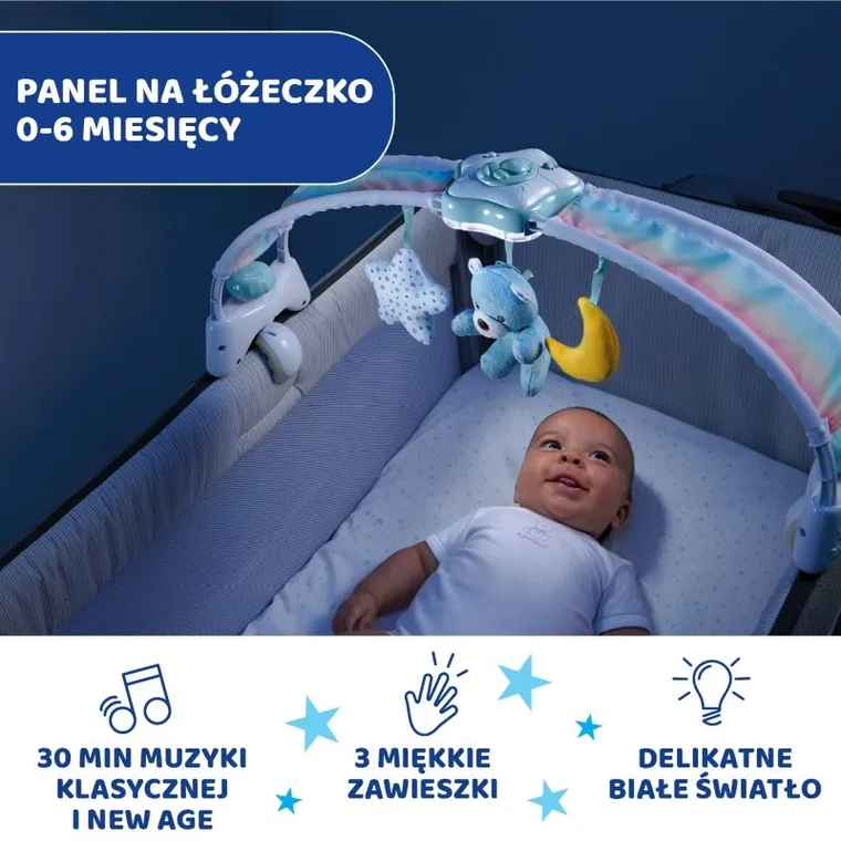 Chicco, First Dreams, Panel Rainbow Sky, lumina de veghe cu muzica, albastru