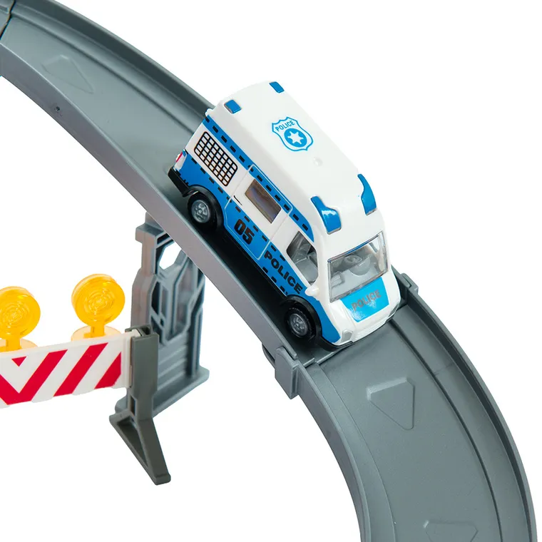 City Action, Politie si pompieri, garaj cu vehicule si walkie-talkie, lumini si sunete