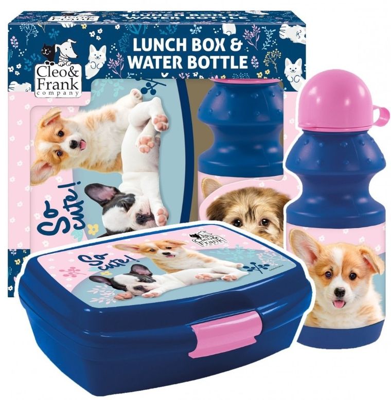 Cleo si Frank, cutie pentru pranz + sticla de apa, set