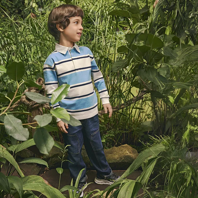 Cool Club, Blugi reglabili pentru baieti, croiala carpenter, albastru