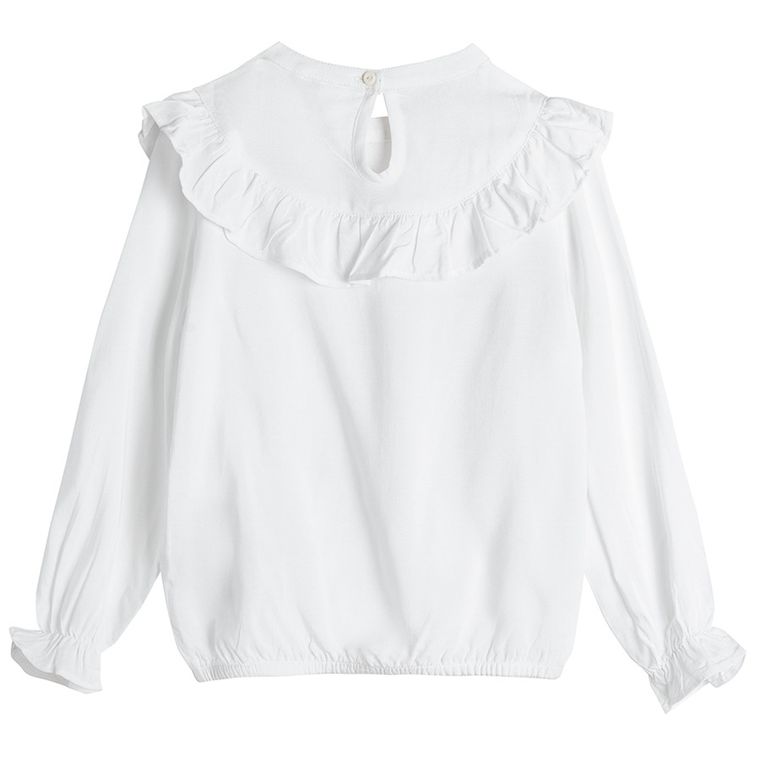 Cool Club, Bluza alba cu maneca lunga pentru fete, cu volanase