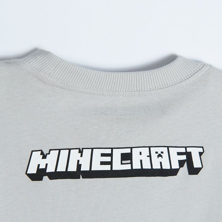 Cool Club, Bluza cu maneca lunga, gri deschis, imprimeu Minecraft