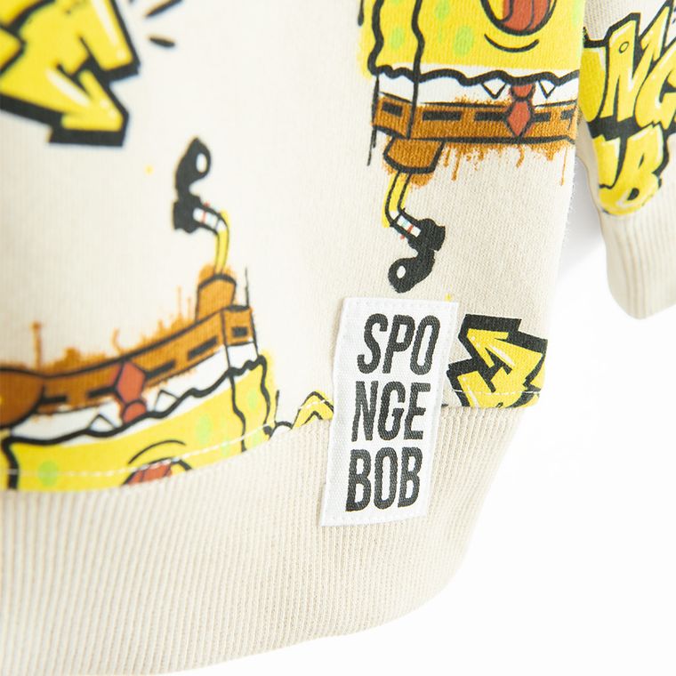Cool Club, Bluza cu maneca lunga pentru baieti, bej, imprimeu SpongeBob