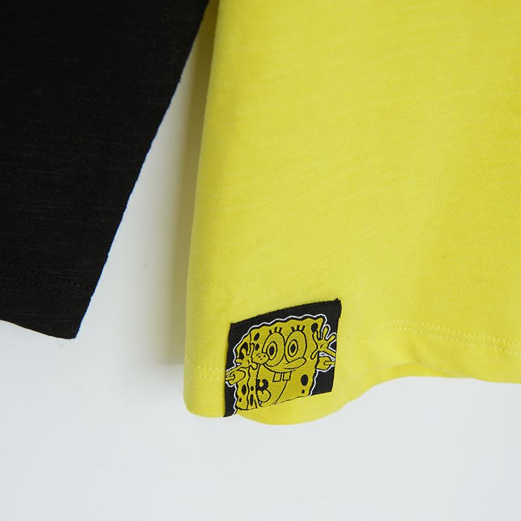 Cool Club, Bluza cu maneca lunga pentru baieti, galben-negru, imprimeu SpongeBob