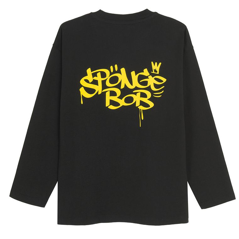 Cool Club, Bluza cu maneca lunga pentru baieti, negru, imprimeu SpongeBob